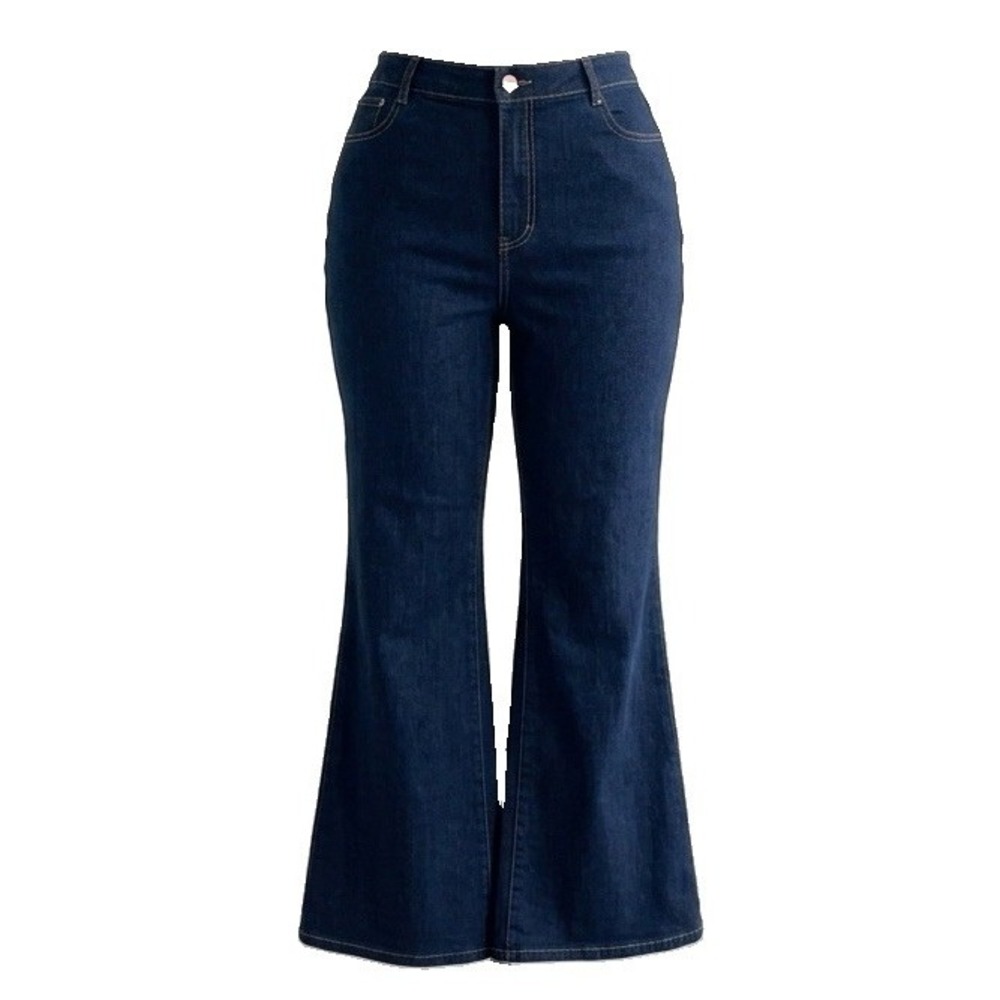 Boden Denim High Rise Flare Jeans 34x32 Dark Indigo Blue Stretch US 12R UK 16R